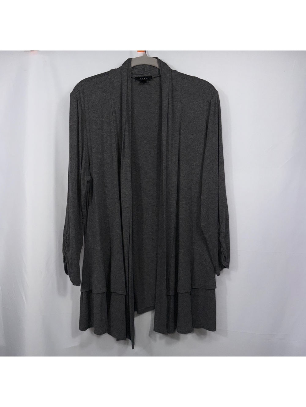 ALYX XL Gray Open Front Ruffle Hem Cardigan